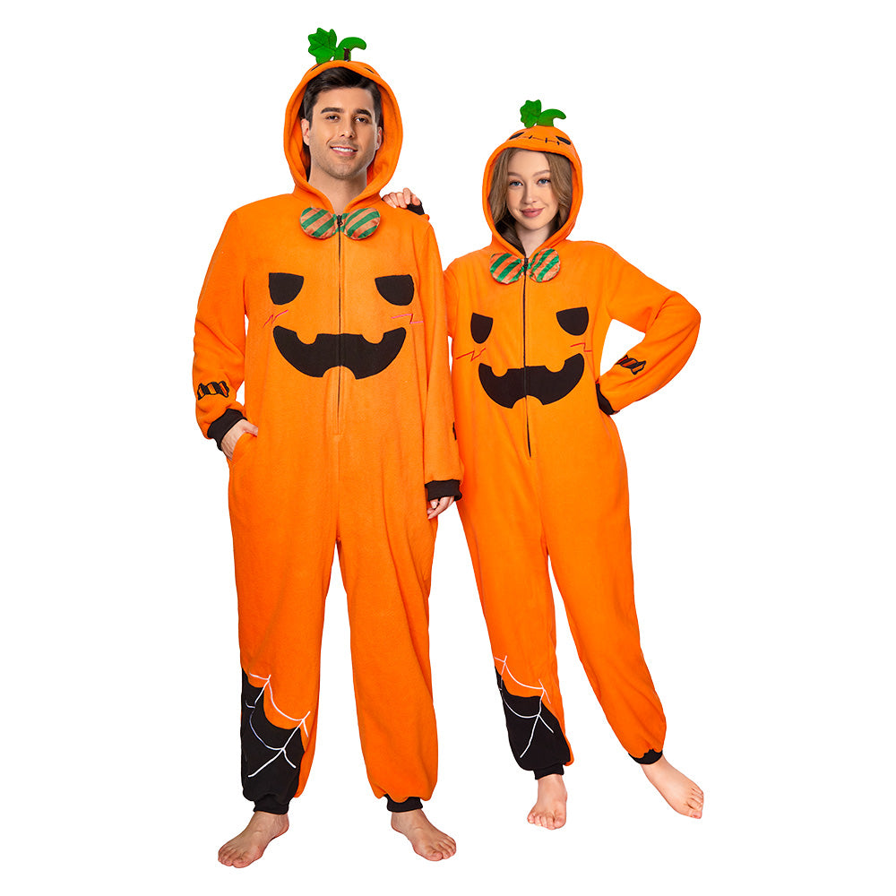 OLAOLA Pumpkin Flannel Pajamas Plush Animals Onesie Adult Soft Sleepwear Christmas Carnival Party Suit