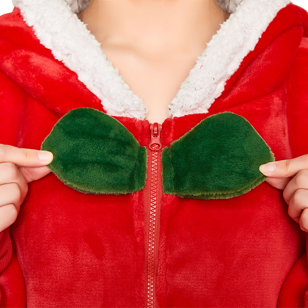 OLAOLA Red Gingerbread Man Christmas Wearable Blanket Hoodie With Zipper Oversized Fleece Sherpa Fluffy Hooded Blanket