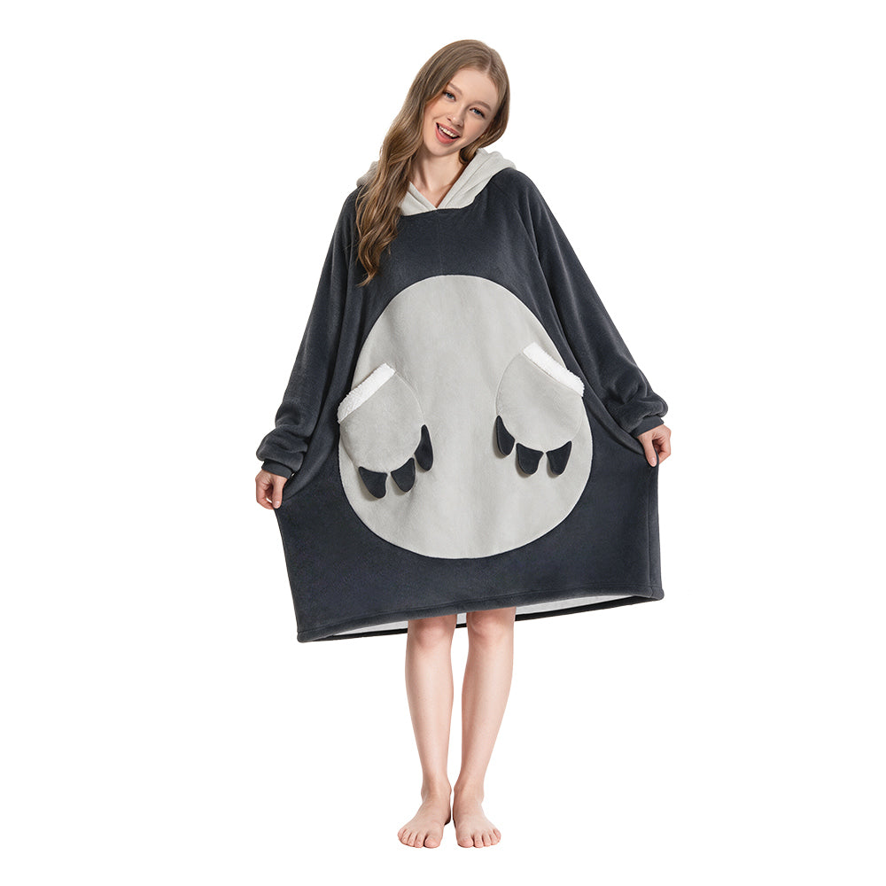 OLAOLA Ring-tailed Lemur Gray Monkey Wearable Blanket Hoodie Animals Onesie Oversized Soft Homewear With Pocket For Adult Unisex