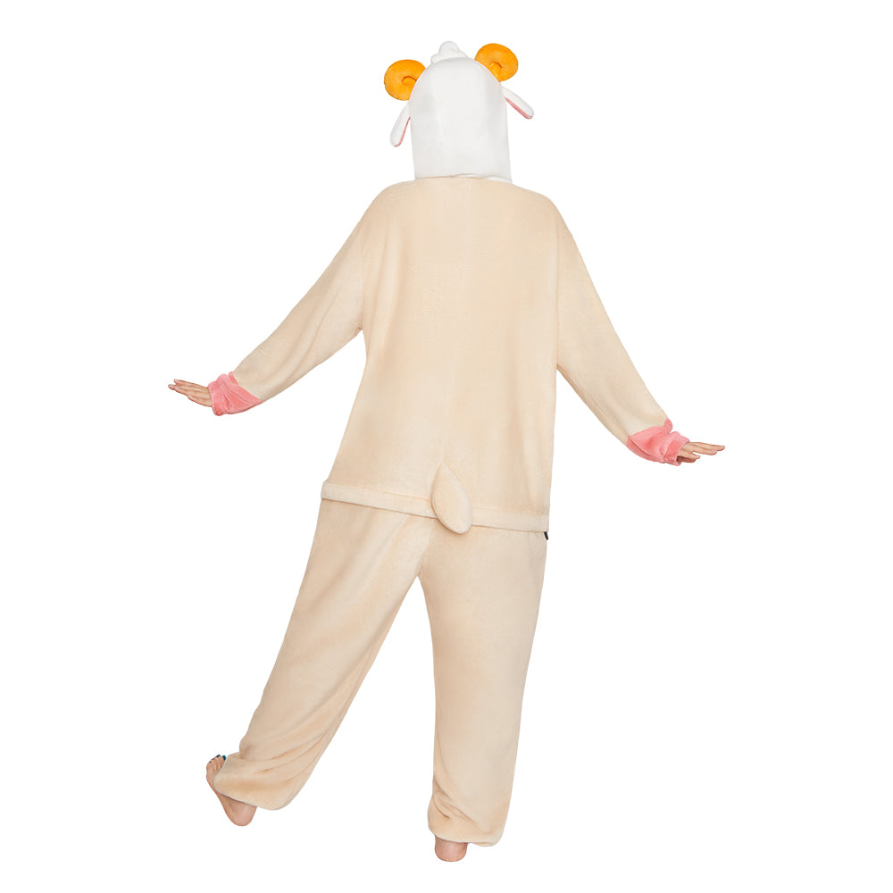 OLAOLA Sheep Animals Onesie Soft Loungewear Cozy Winter Unisex Adult One Piece Pajamas Halloween Costume Hooded