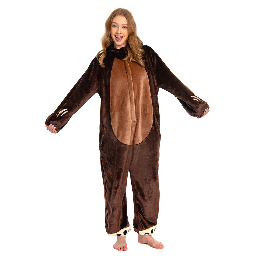 OLAOLA Unisex Adult Plush Brown Bear Animals Onesie Pajamas Warm Home One-Piece Sleepwear