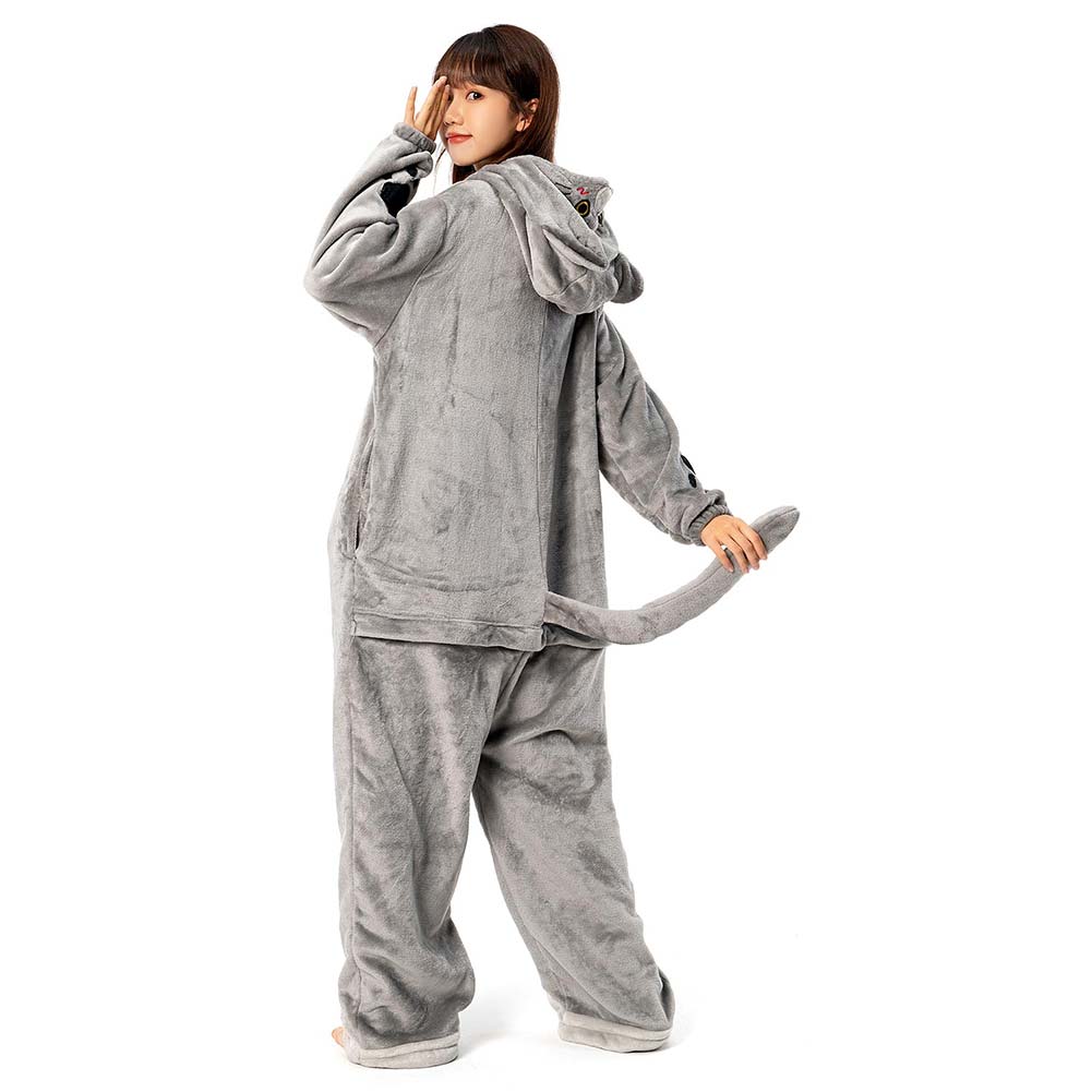 OLAOLA Unisex Adult Plush Cat Animals Onesie Pajamas Warm Home One-Piece Sleepwear