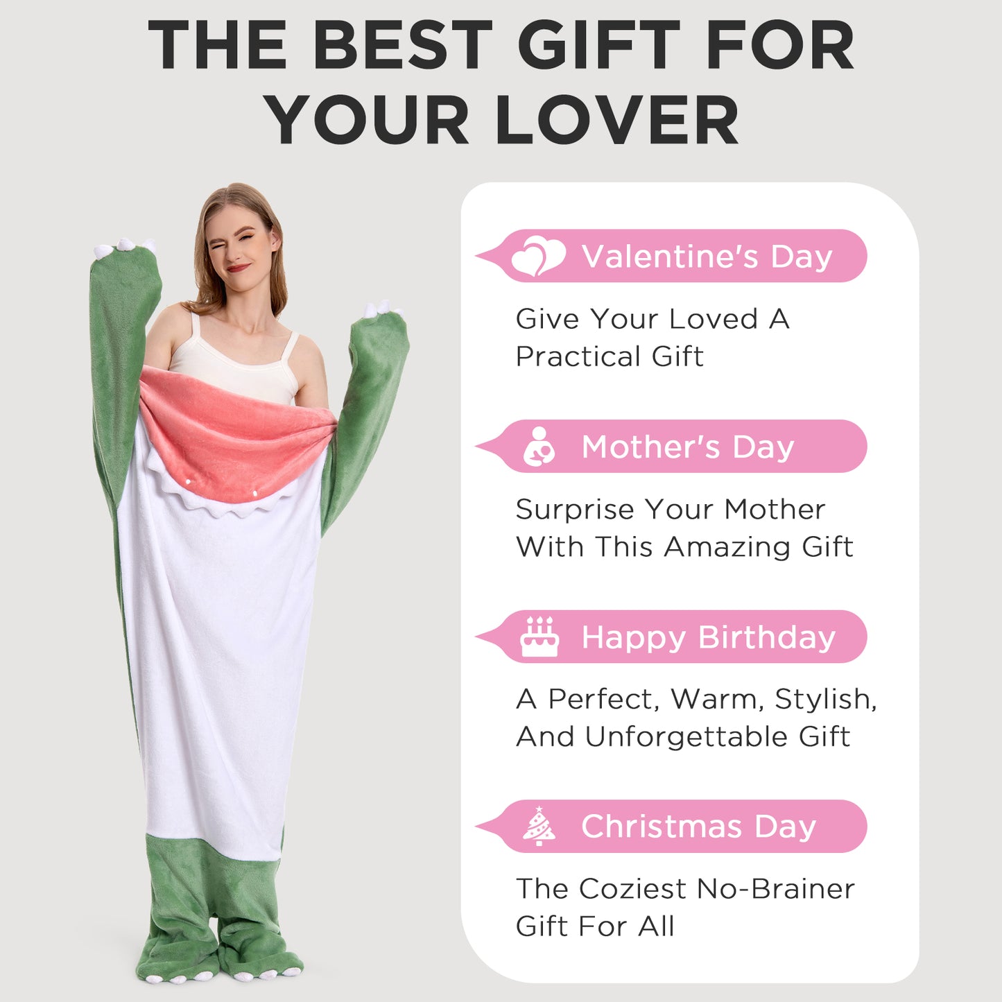 OLAOLA Unisex Adult Plush Dinosaur Blanket Animals Onesie Pajamas Wearable Warm Home One-Piece Sleepwear