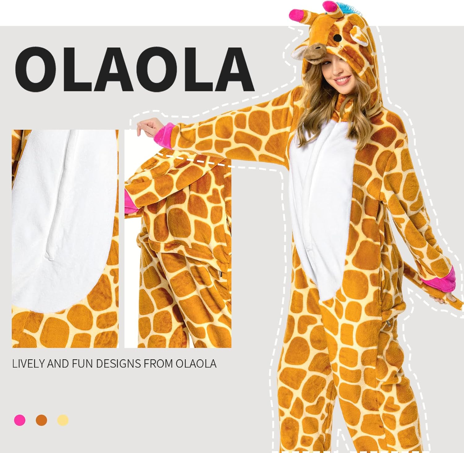 OLAOLA Unisex Adult Plush Giraffe Animals Onesie Pajamas Warm Home One-Piece Sleepwear