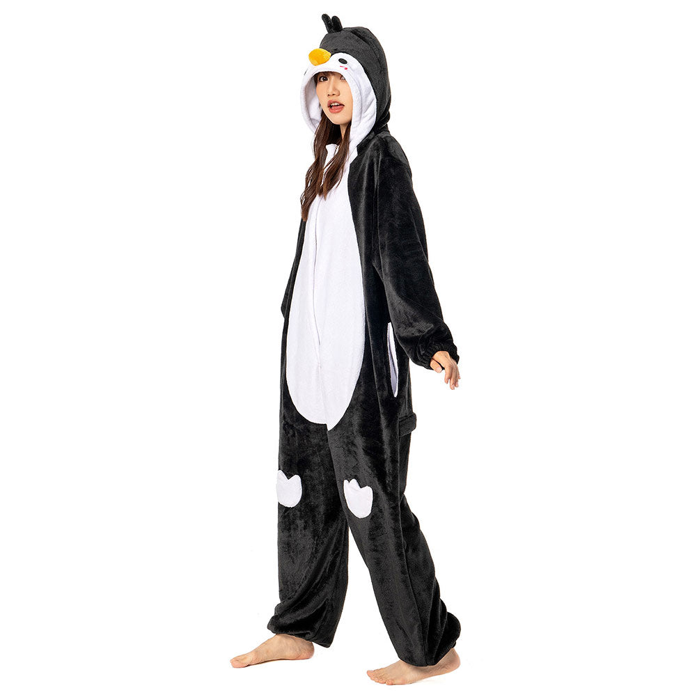 OLAOLA Unisex Adult Plush Penguin Animals Onesie Pajamas Warm Home One-Piece Sleepwear
