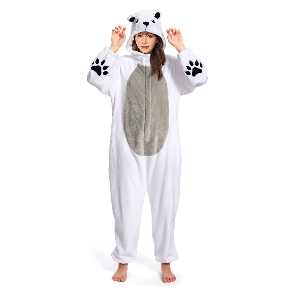 OLAOLA Unisex Adult Plush Polar Bear Animals Onesie Pajamas Warm Home One-Piece Sleepwear