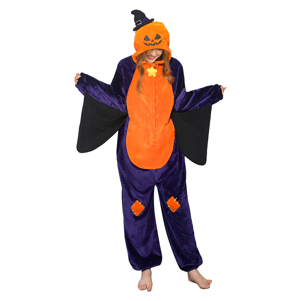 OLAOLA Unisex Adult Plush Pumpkin Food Onesie Pajamas Halloween Warm Home One-Piece Sleepwear