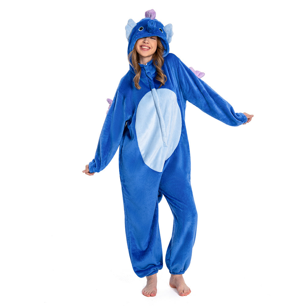 OLAOLA Unisex Adult Plush Seahorses Animals Onesie Pajamas Warm Home One-Piece Sleepwear