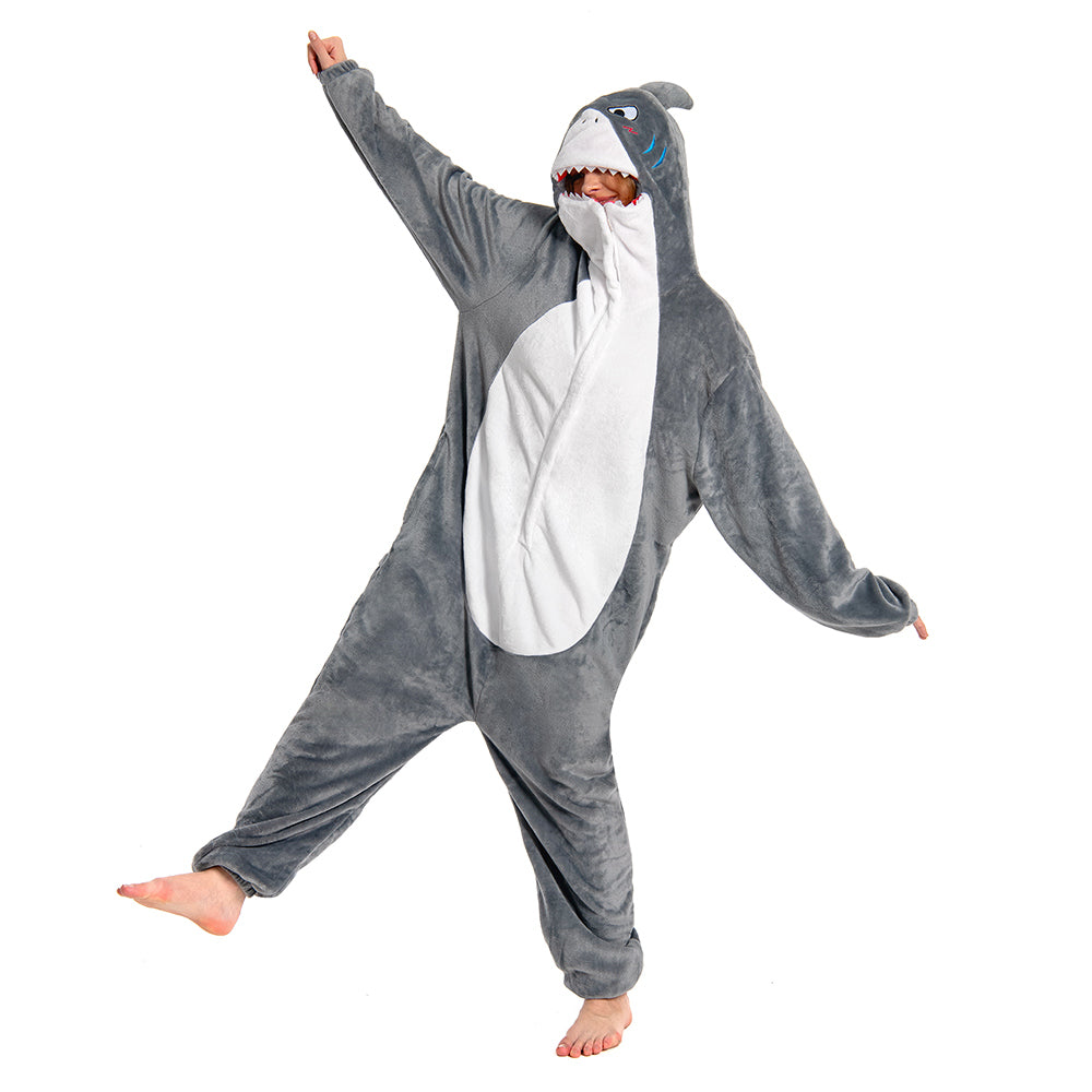 OLAOLA Unisex Adult Plush Shark Animals Onesie Pajamas Warm Home One-Piece Sleepwear