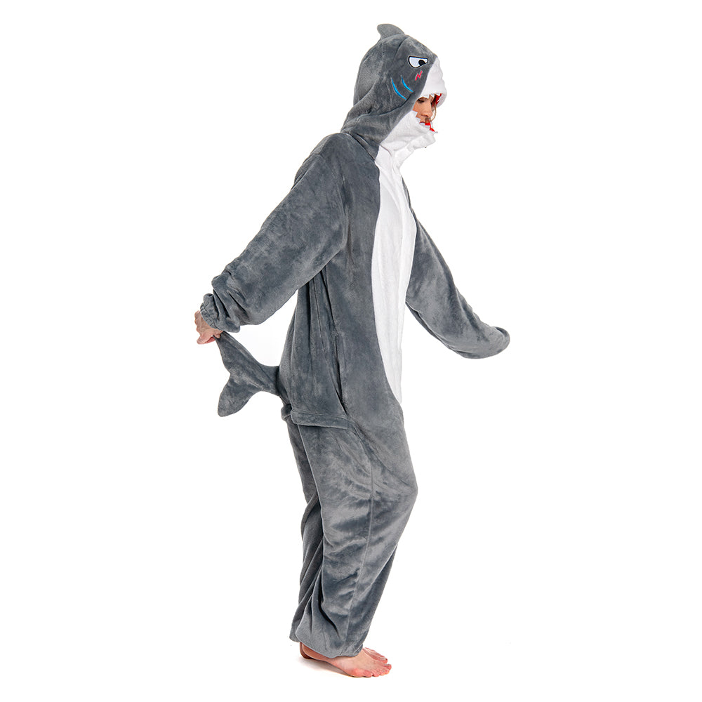 OLAOLA Unisex Adult Plush Shark Animals Onesie Pajamas Warm Home One-Piece Sleepwear