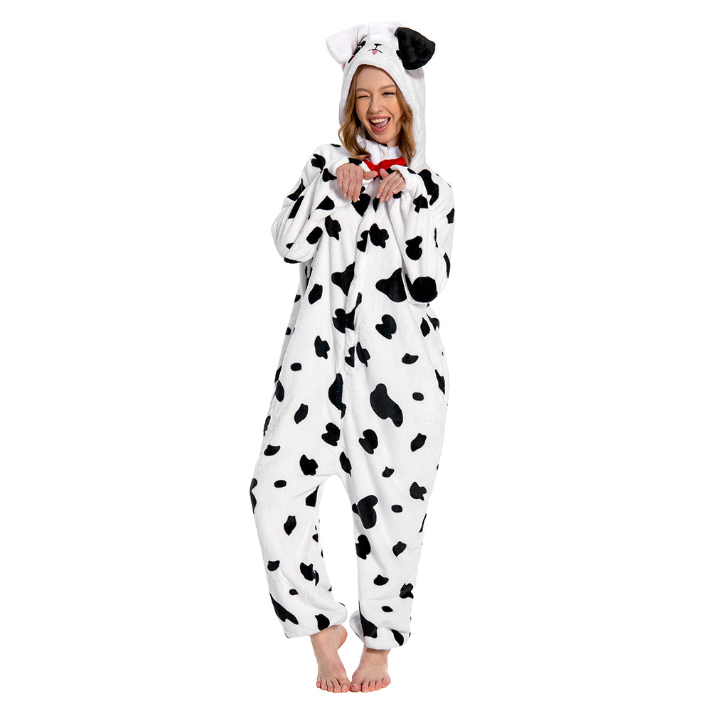 OLAOLA Unisex Adult Plush Spotty Dog Animals Onesie Pajamas Warm Home One-Piece Sleepwear