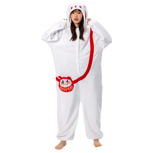 OLAOLA Unisex Adult Plush White Rabbit Animals Onesie Pajamas Warm Home One-Piece Sleepwear