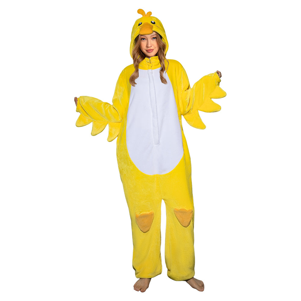 OLAOLA Unisex Adult Plush Yellow Duck Animals Onesie Pajamas Warm Home One-Piece Sleepwear