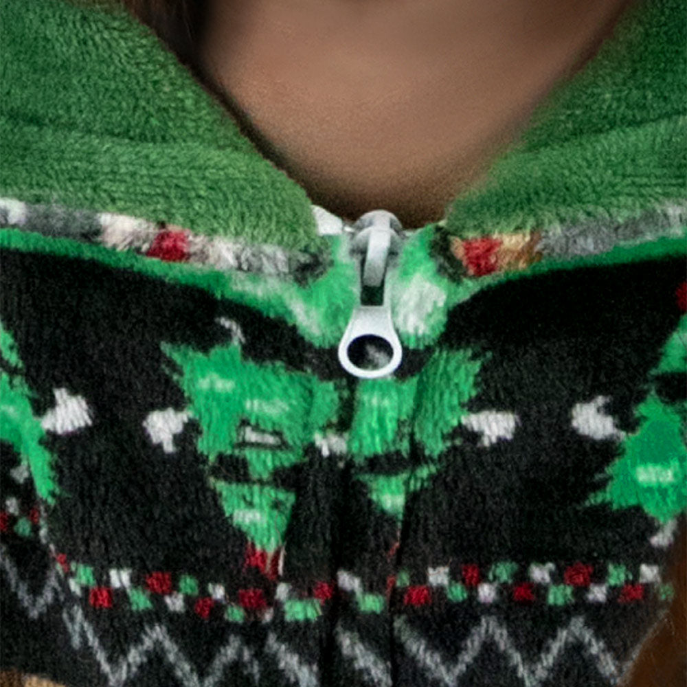 OLAOLA Unisex Adult Printed Green Christmas Tree Plush Onesie Pajamas Warm Home Sleepwear