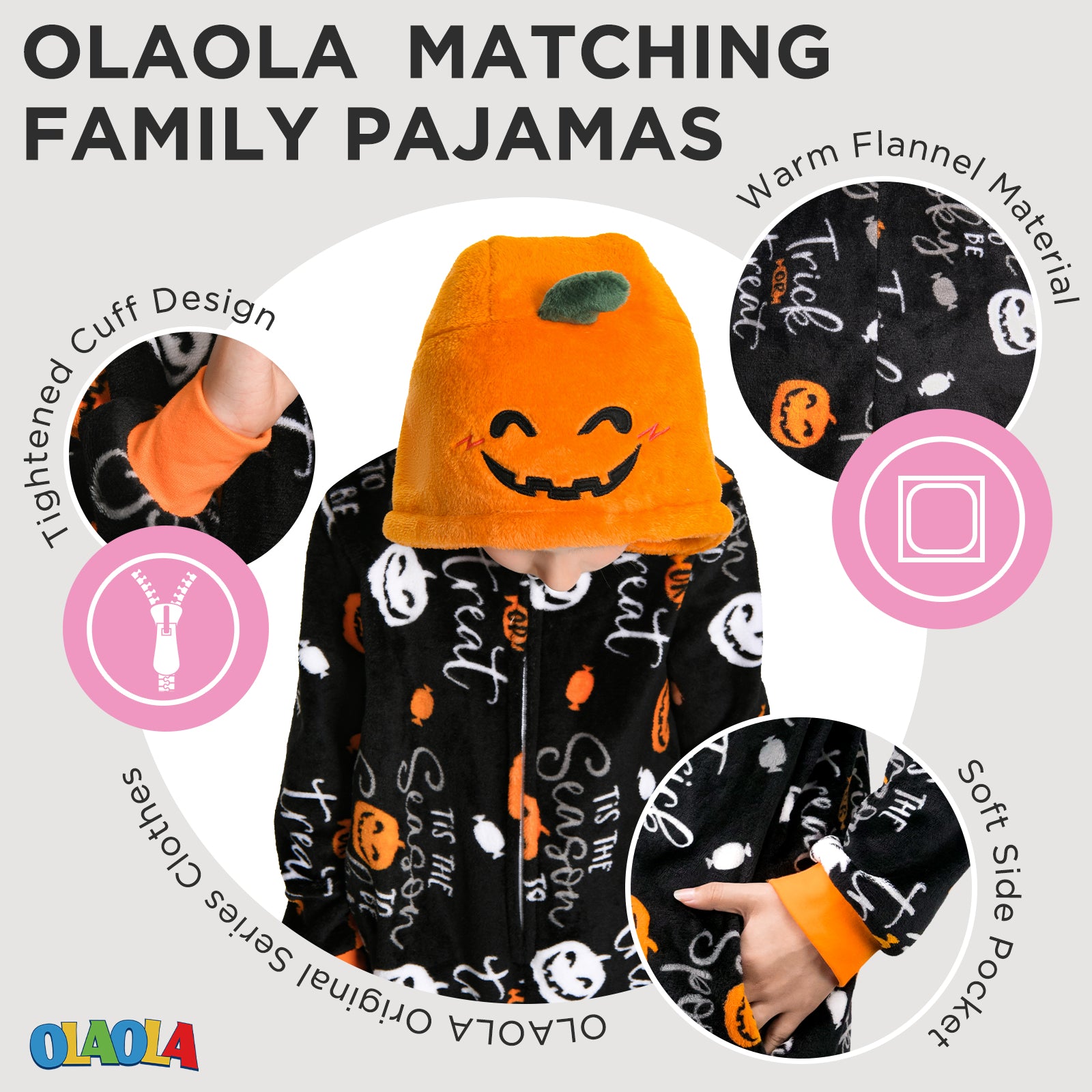 OLAOLA Unisex Adult Printed Pumpkin Plush Food Onesie Pajamas Warm Home One-Piece Sleepwear