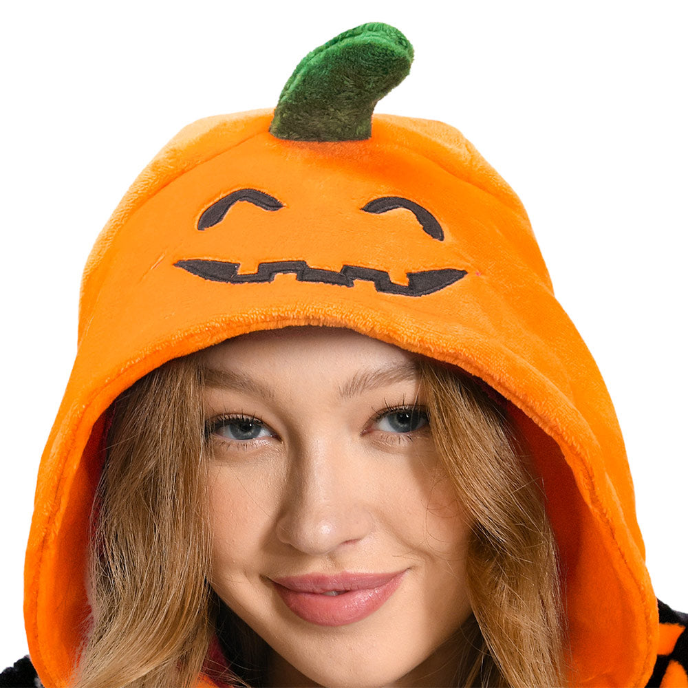 OLAOLA Unisex Adult Printed Pumpkin Plush Food Onesie Pajamas Warm Home One-Piece Sleepwear