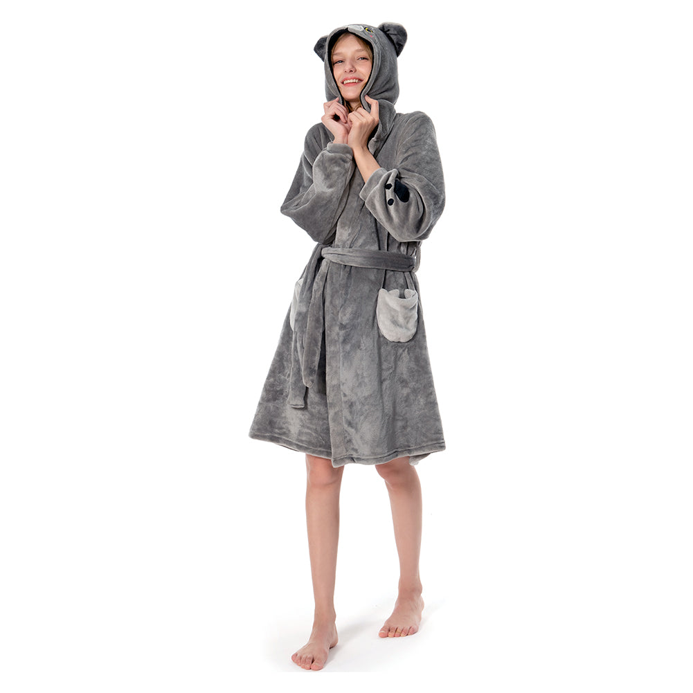 OLAOLA Women Adult Blue Cat Animal Onesie Plush Bathrobe Soft Flannel Warm Home Robe