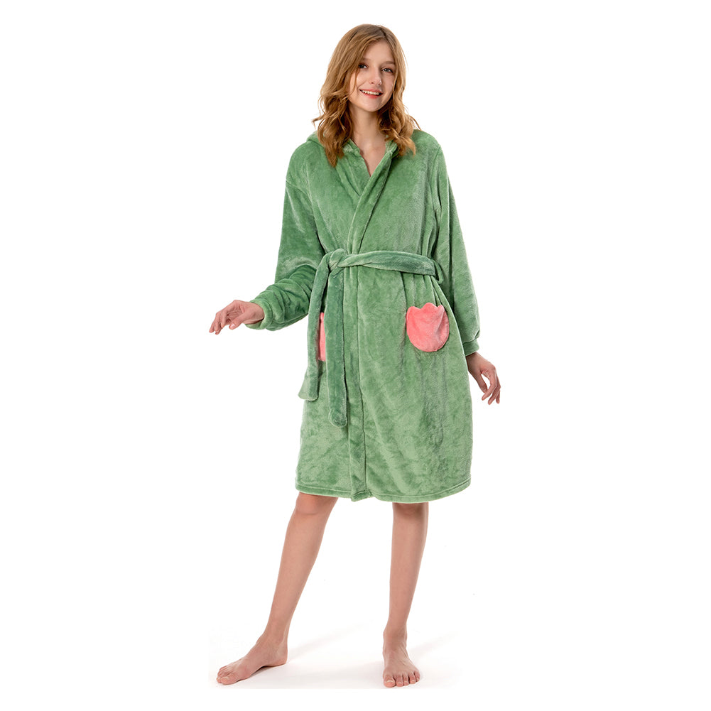 OLAOLA Women Adult Dinosaurs Animal Onesie Plush Bathrobe Soft Flannel Warm Home Robe