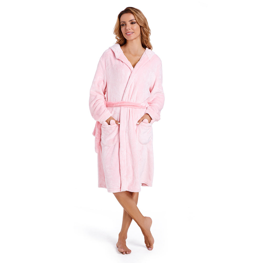 OLAOLA Women Adult Bunny Animal Onesie Plush Bathrobe Soft Flannel Warm Home Robe