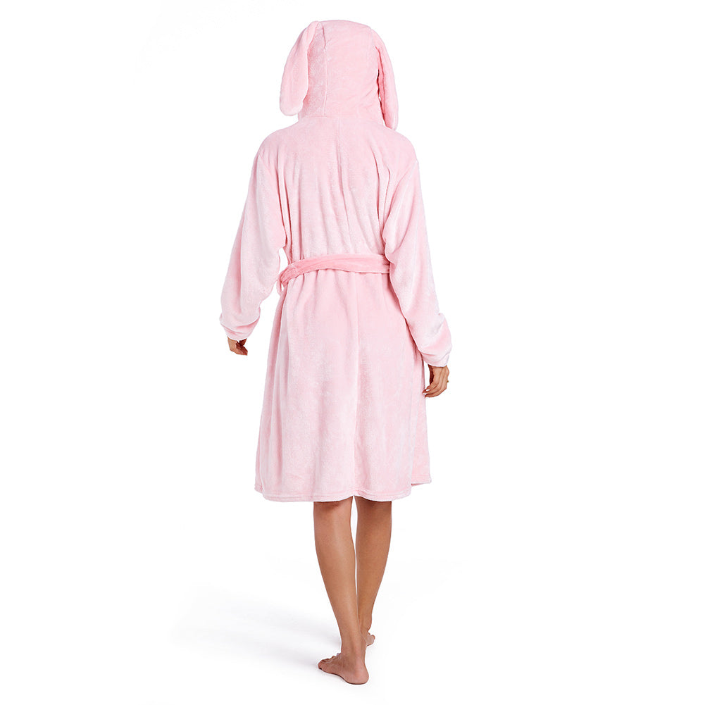 OLAOLA Women Adult Bunny Animal Onesie Plush Bathrobe Soft Flannel Warm Home Robe