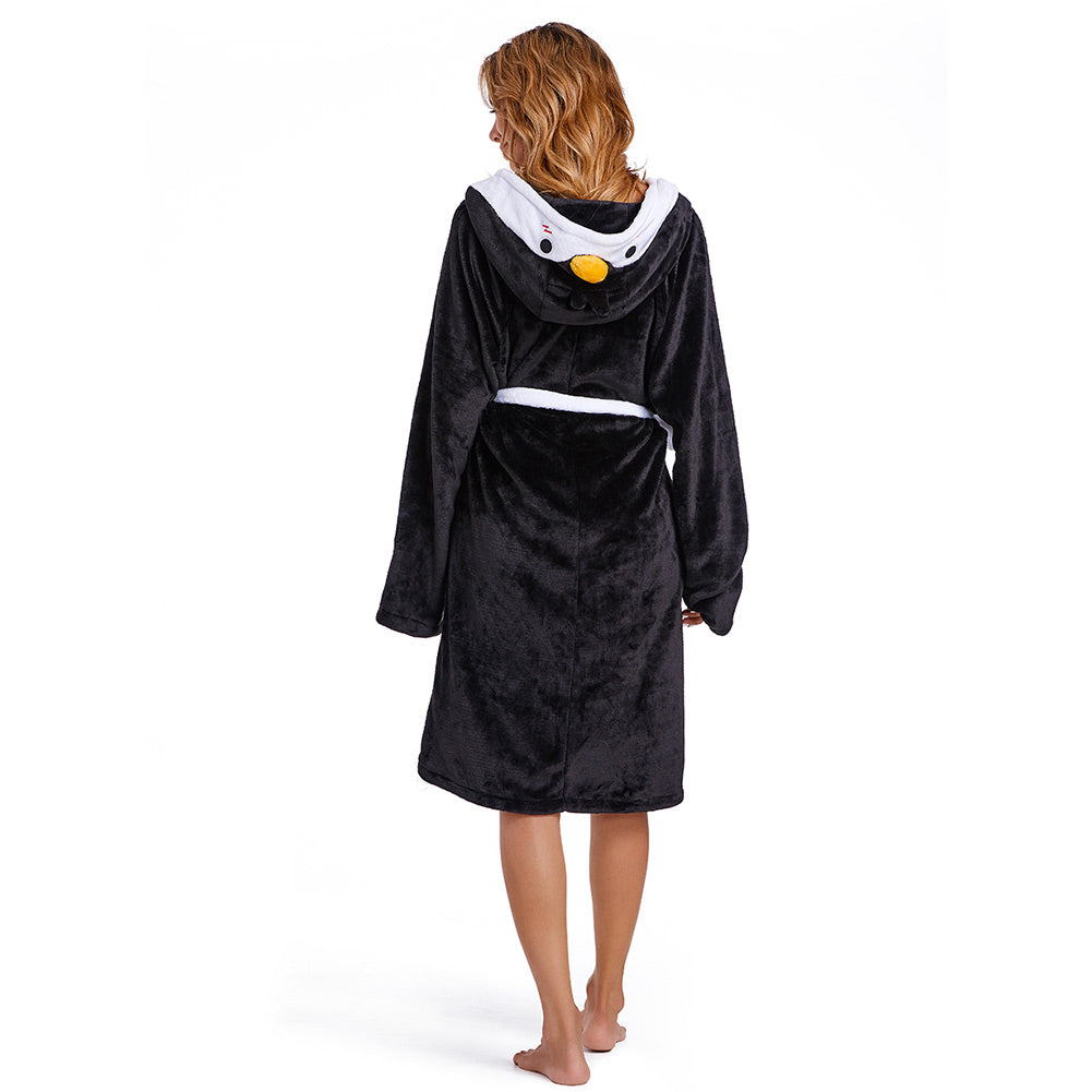 OLAOLA Women Adult Penguin Animal Onesie Plush Bathrobe Soft Flannel Warm Home Robe