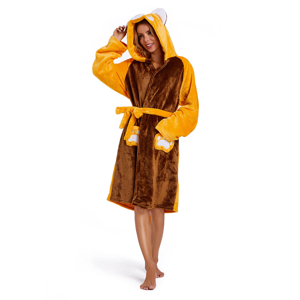 OLAOLA Women Adult Red Panda Animal Onesie Plush Bathrobe Soft Flannel Warm Home Robe