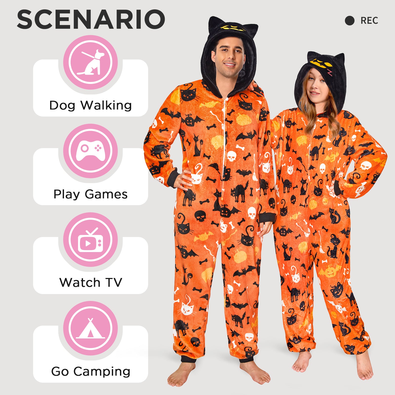 OLAOLA Yellow Printed Cat Pajamas Plush Animals Onesie Adult Soft Sleepwear Halloween Carnival Suit