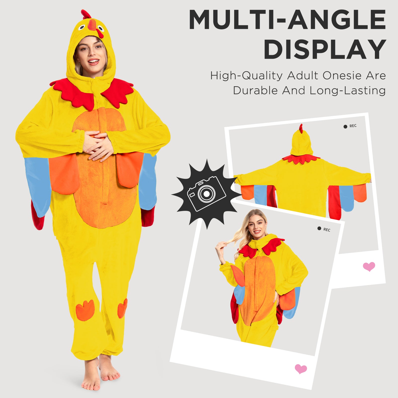 OLAOLA Yellow Turkey Animals Onesie Pajamas Warm Home One-Piece Soft Sleepwear For Adult Christmas