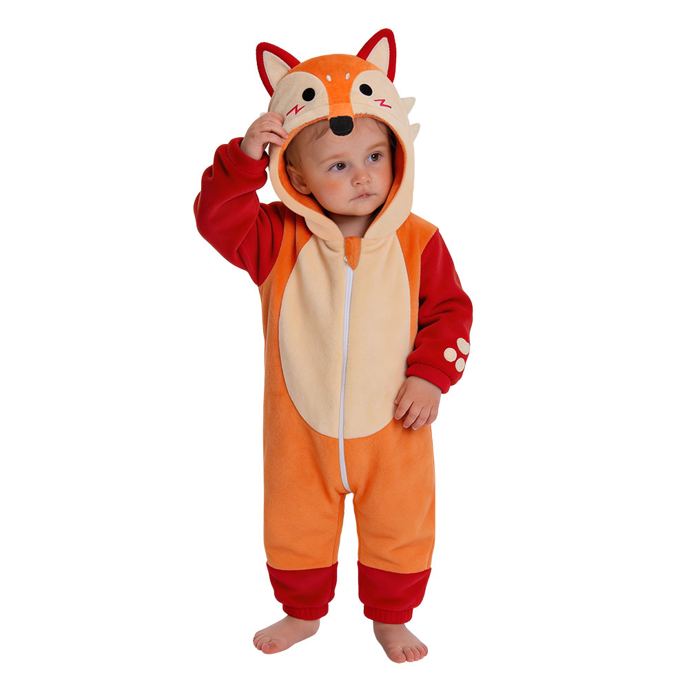 OLAOLA Baby Fox Jumpsuit Cozy Pajamas Soft Animal Onesie Toddler Romper Plush Dress Up Infant Outfits Halloween Suit