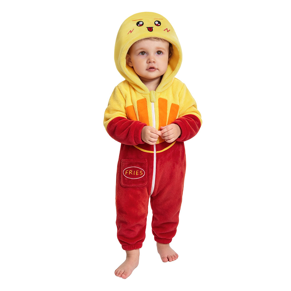 OLAOLA Baby French Fries Jumpsuit Unisex Toddler Costume Soft Cozy Flannel Onesie Halloween Cosplay Romper