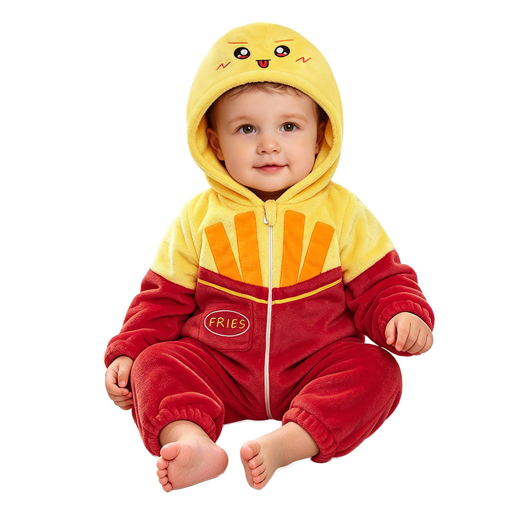 OLAOLA Baby French Fries Jumpsuit Unisex Toddler Costume Soft Cozy Flannel Onesie Halloween Cosplay Romper