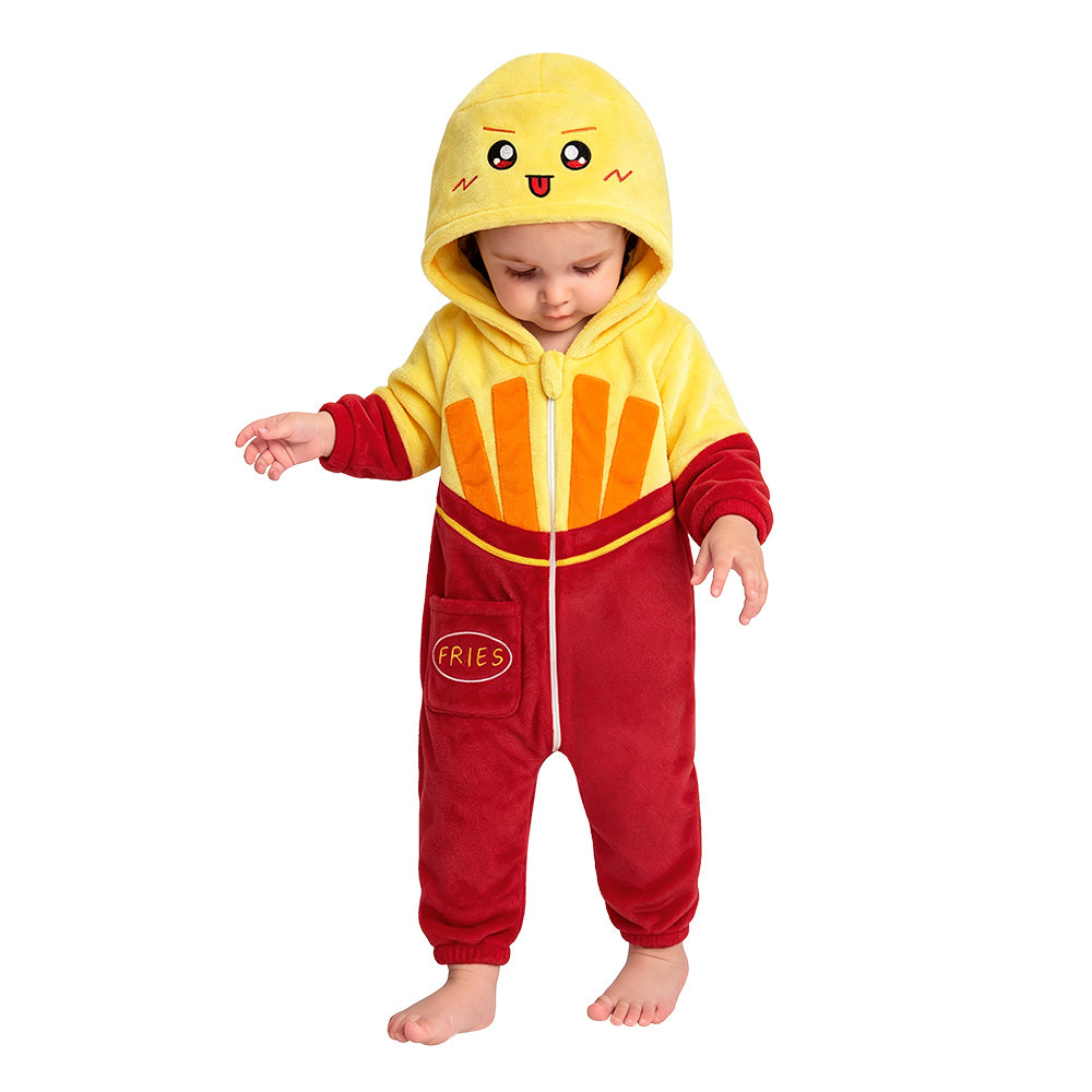 OLAOLA Baby French Fries Jumpsuit Unisex Toddler Costume Soft Cozy Flannel Onesie Halloween Cosplay Romper