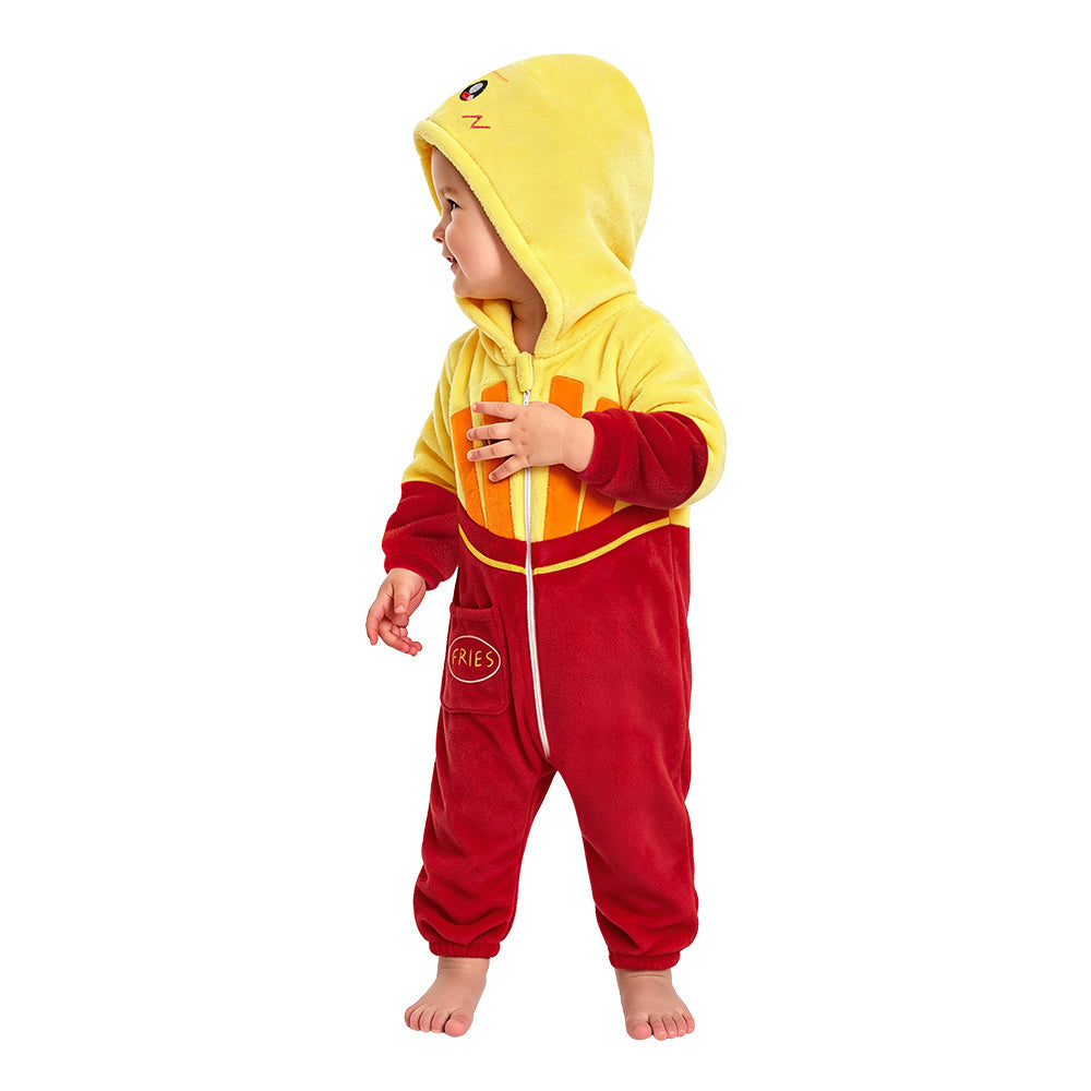 OLAOLA Baby French Fries Jumpsuit Unisex Toddler Costume Soft Cozy Flannel Onesie Halloween Cosplay Romper