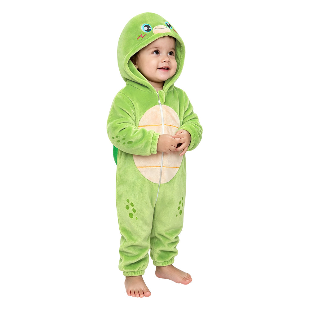 OLAOLA Baby Green Turtle Jumpsuit Animal Onesie Cozy Flannel Pajamas Plush Toddler Romper Infant Outfits Halloween Suit