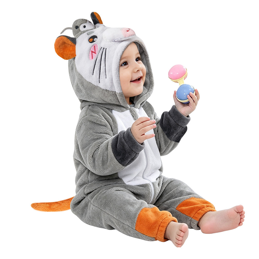OLAOLA Baby Opossum Jumpsuit Pajamas Animal Onesie Toddler Romper Plush Dress Up Infant Outfits Halloween Suit
