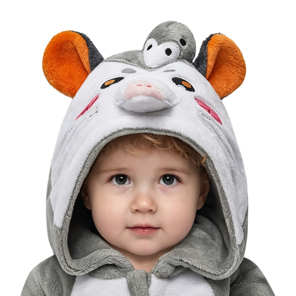 OLAOLA Baby Opossum Jumpsuit Pajamas Animal Onesie Toddler Romper Plush Dress Up Infant Outfits Halloween Suit