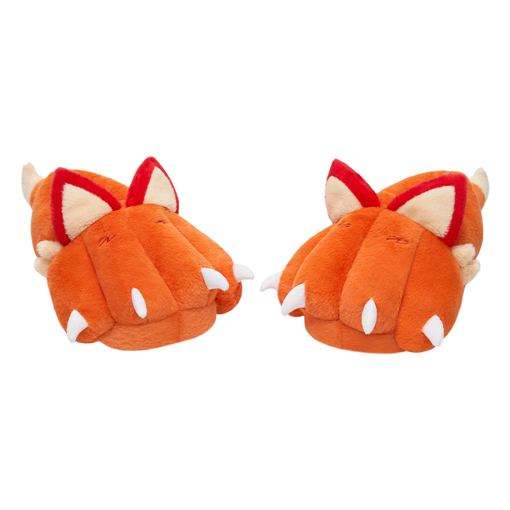 OLAOLA Fox Paw Slippers Warm Plush Animal Indoor Non-slip Home Fluffy Thick Bottom Shoes Gifts For Birthday Christmas