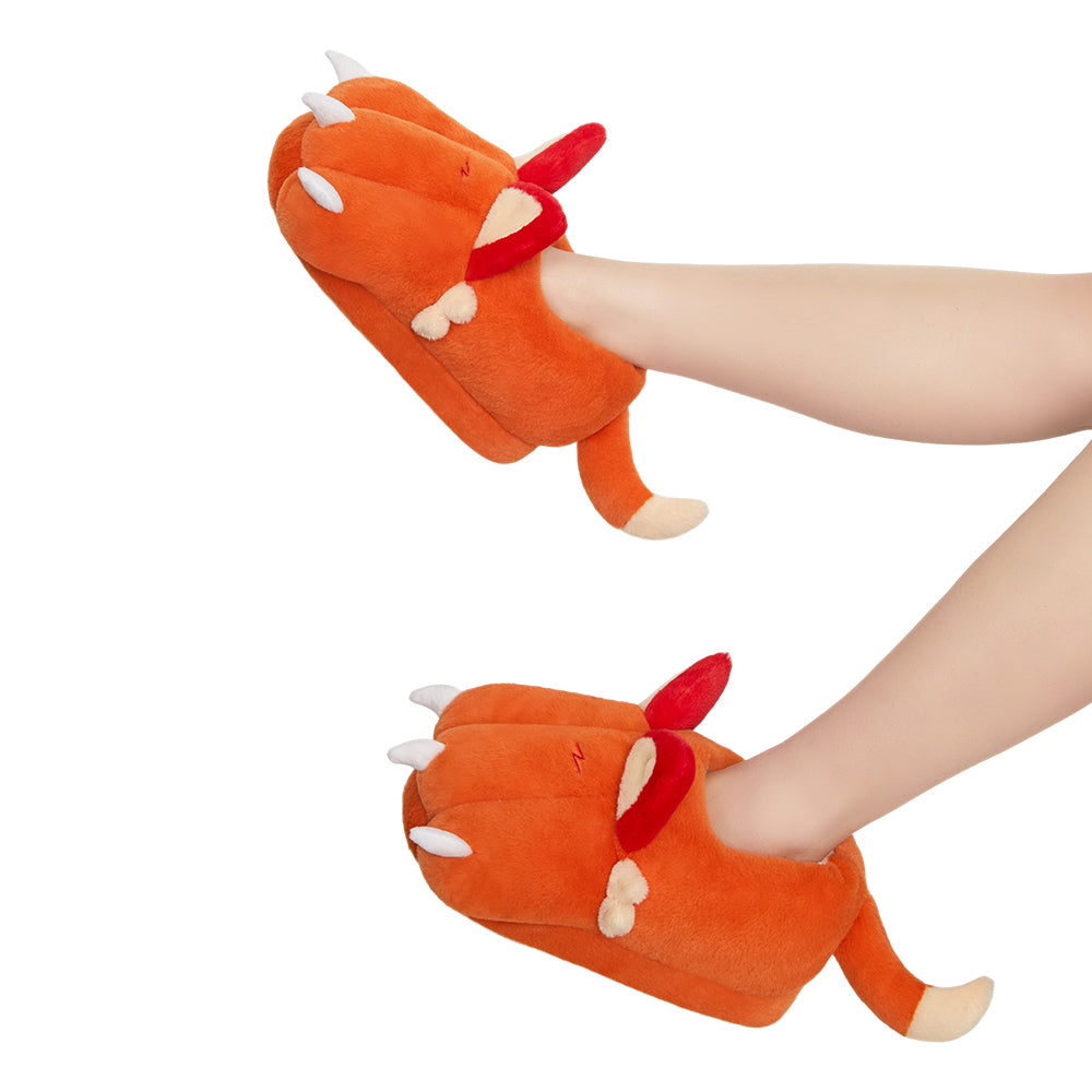 OLAOLA Fox Paw Slippers Warm Plush Animal Indoor Non-slip Home Fluffy Thick Bottom Shoes Gifts For Birthday Christmas