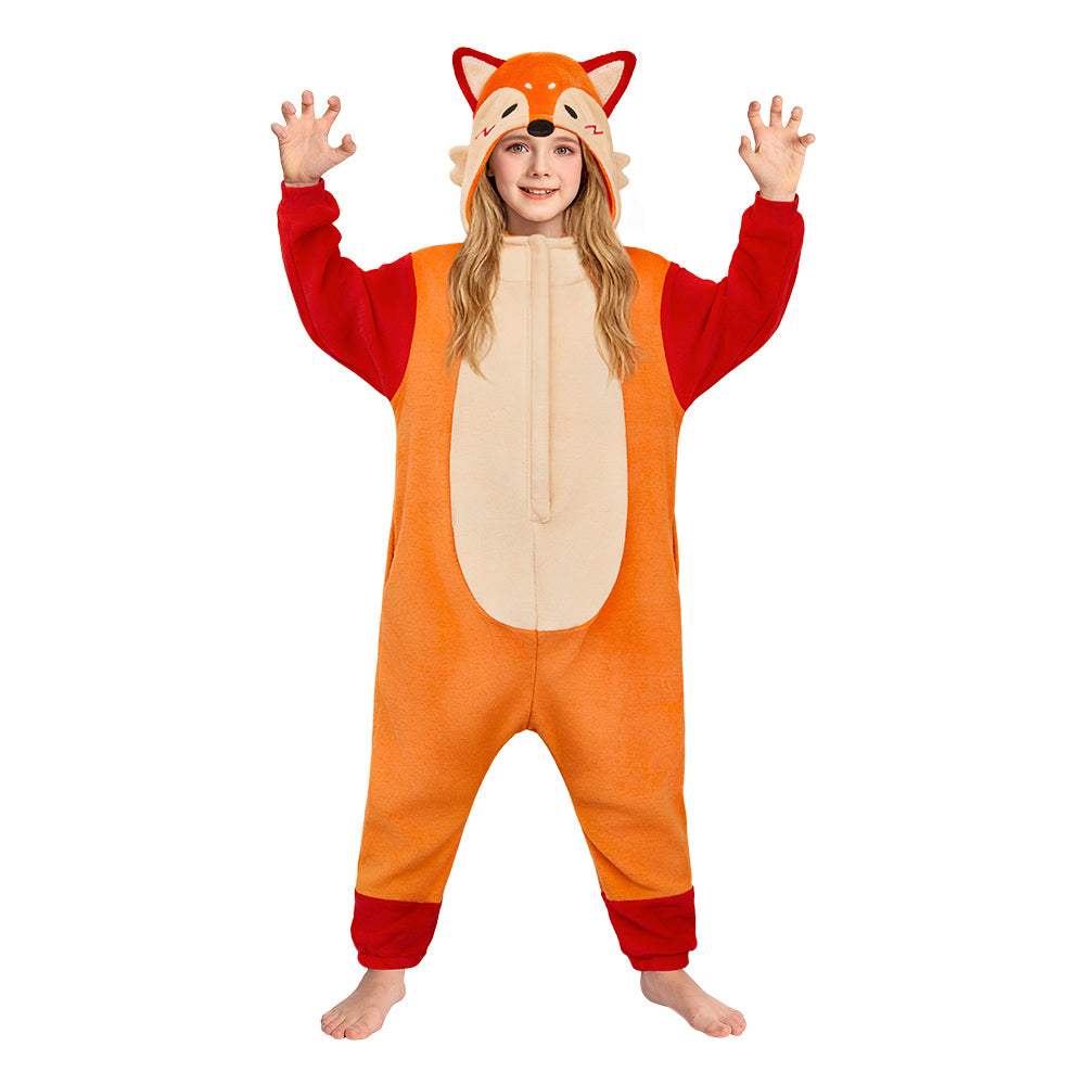 OLAOLA Kids Fox Pajamas Animals Onesie Plush Cozy One Piece Sleepwear Halloween Christmas Suit