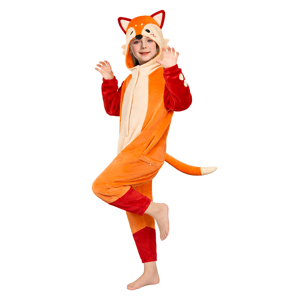 OLAOLA Kids Fox Pajamas Animals Onesie Plush Cozy One Piece Sleepwear Halloween Christmas Suit