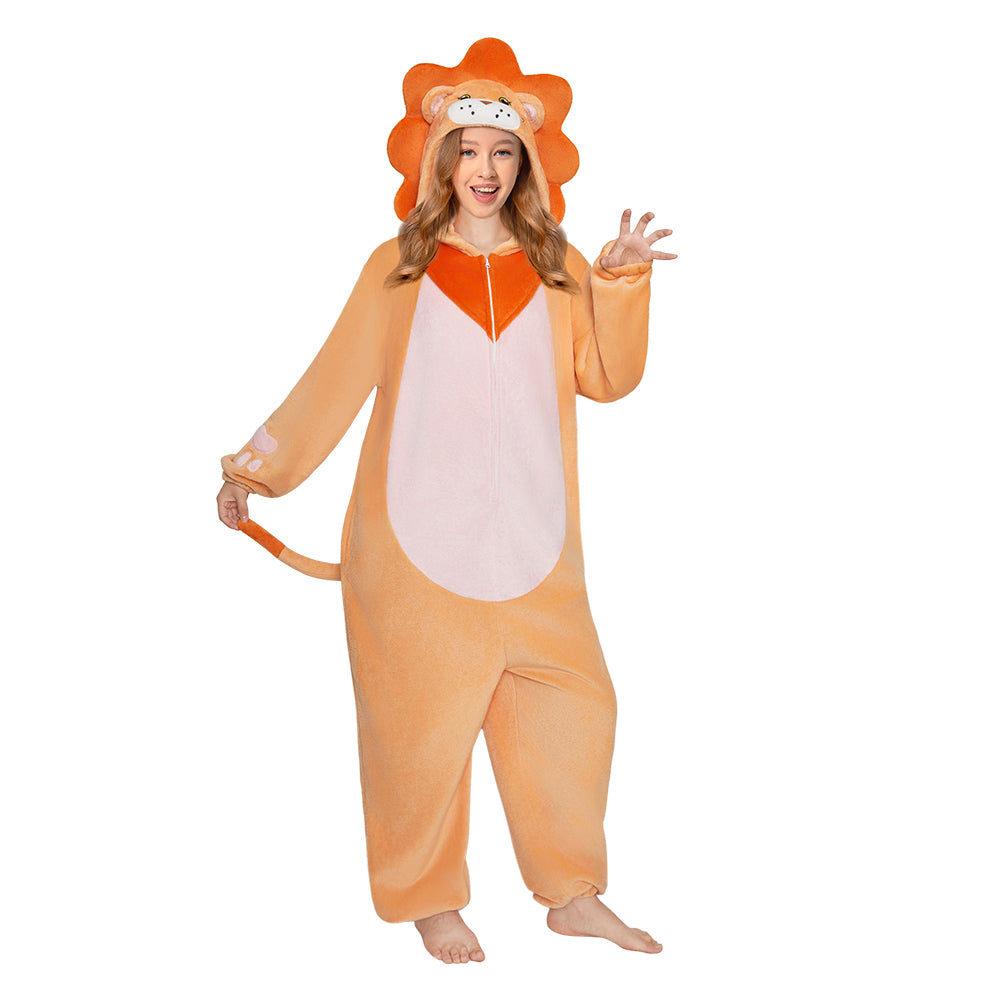 OLAOLA Lion Animals Onesie Soft Flannel Pajamas Warm Cozy One Piece Adult Cosplay Sleepwear Halloween Carnival Costume