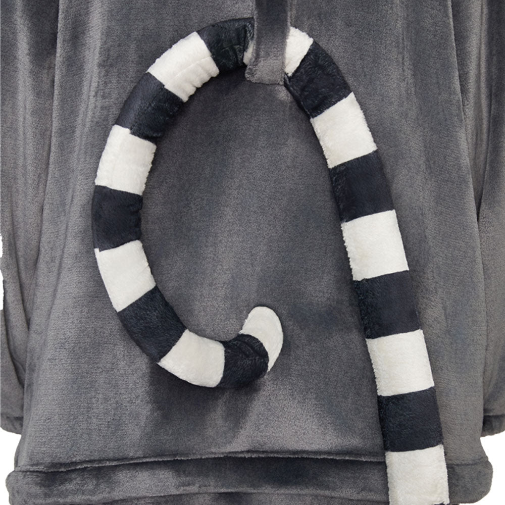 OLAOLA Ring-Tailed Lemur Pajamas Monkey Animals Onesie Plush Warm Home One Piece For Adult Unisex Halloween Costume