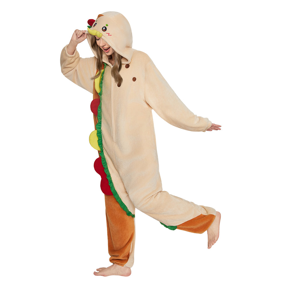 OLAOLA Taco Pajamas Food Onesie Plush Warm Home One Piece For Adult Unisex Halloween Christmas Costume