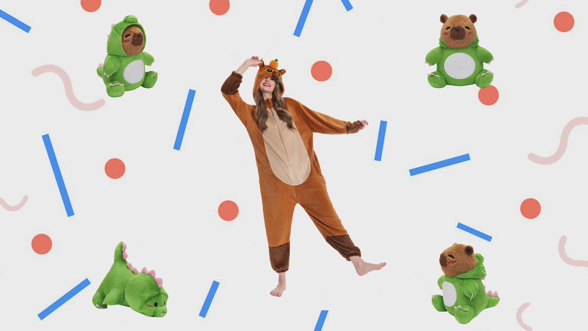 OLAOLA Unisex Adult Plush Capybara Animals Onesie Pajamas Warm Home One-Piece Pijamas Sleepwear