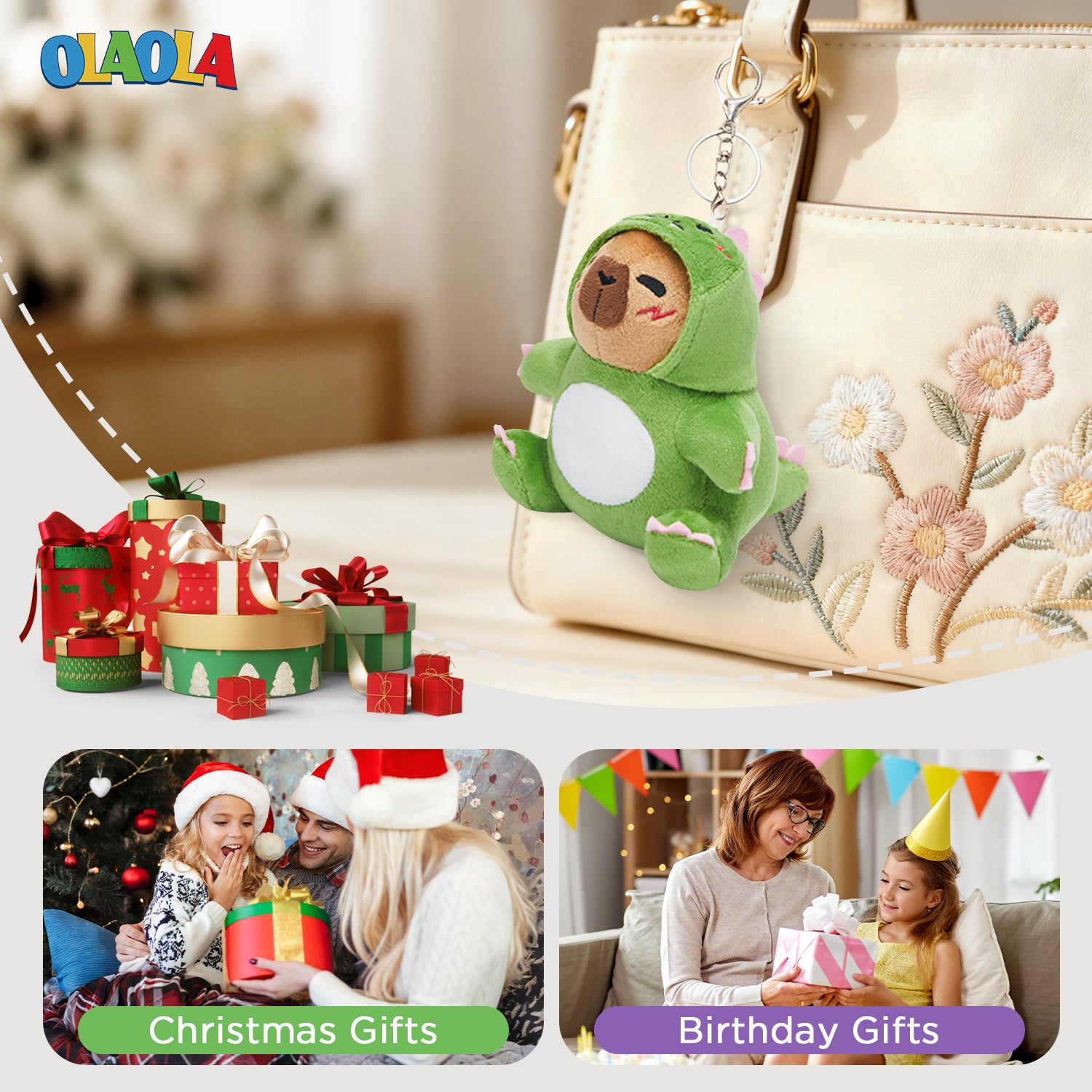 15CM OLAOLA Dinosaur Keychain Plush Toys Soft Stuffed Dolls Animals Props Plushies Birthday Gift