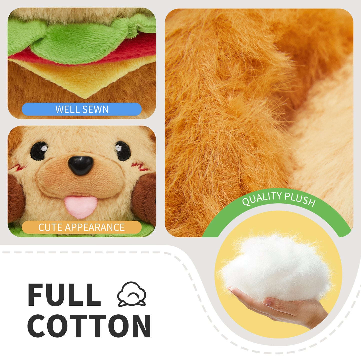 18CM OLAOLA Original Cute Hamburger Puppy Dog Dolls Soft Stuffed Dolls Animals Food Plush Toys Plushies Birthday Gift