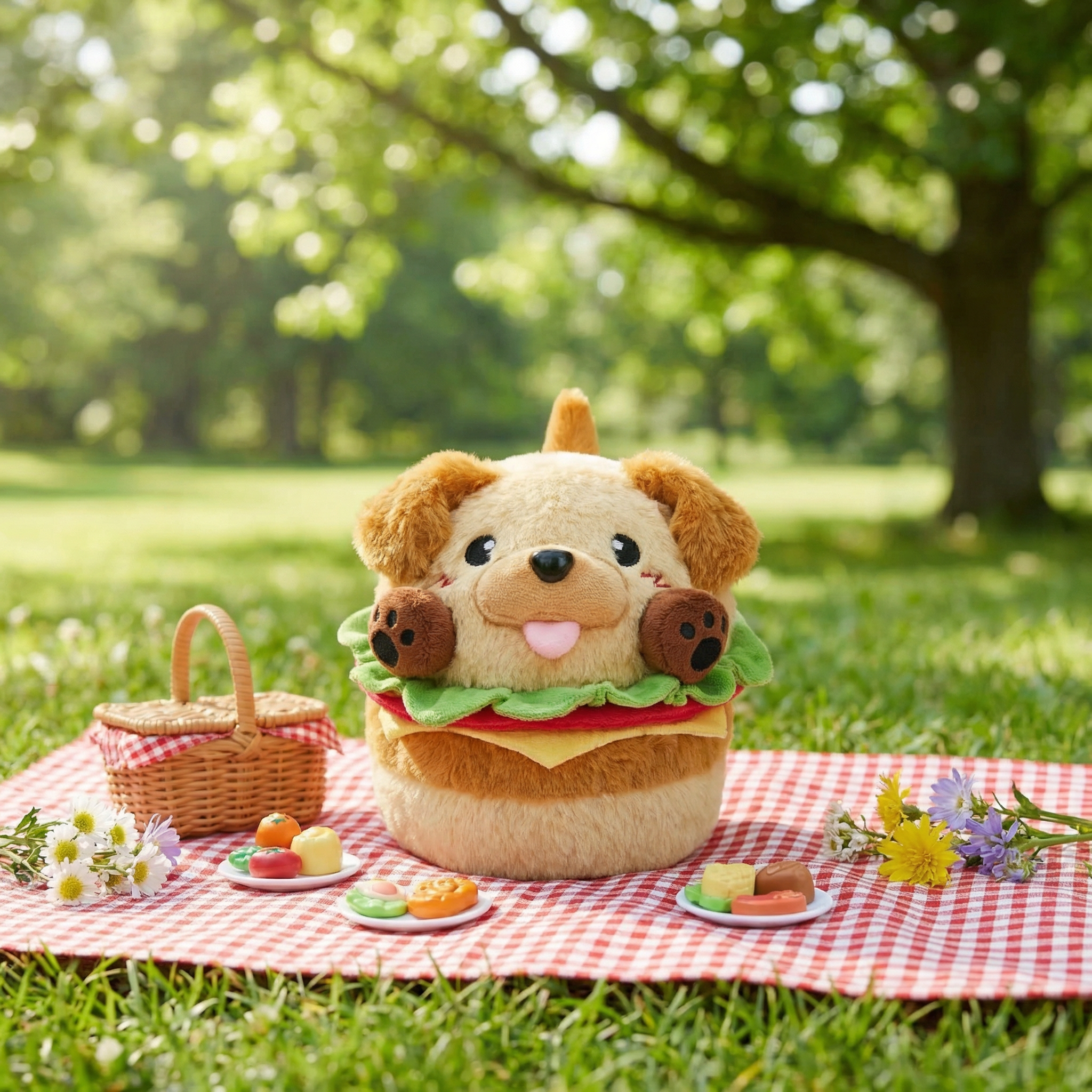 18CM OLAOLA Original Cute Hamburger Puppy Dog Dolls Soft Stuffed Dolls Animals Food Plush Toys Plushies Birthday Gift