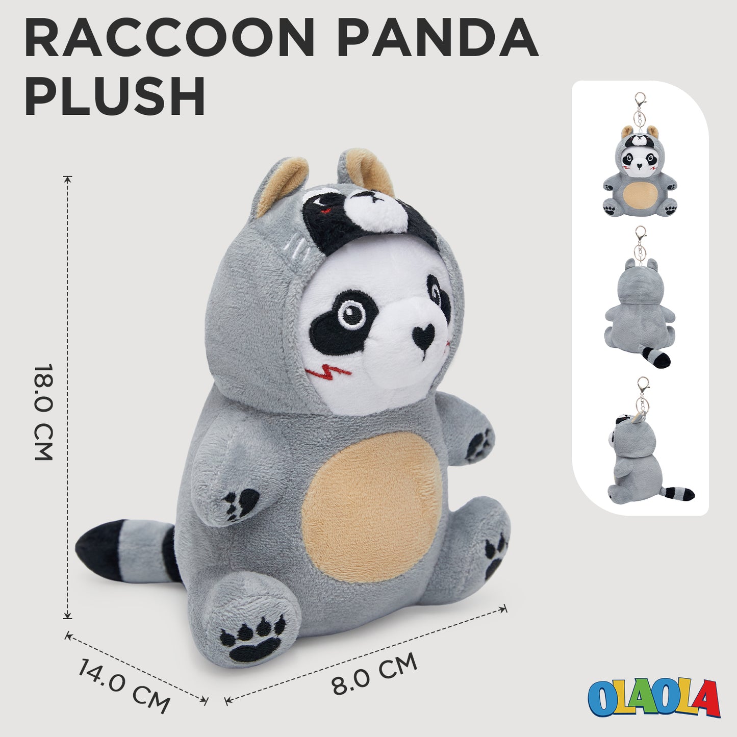 18CM OLAOLA Raccoon Keychain Plush Toys Soft Stuffed Dolls Animals Props Plushies Birthday Gift