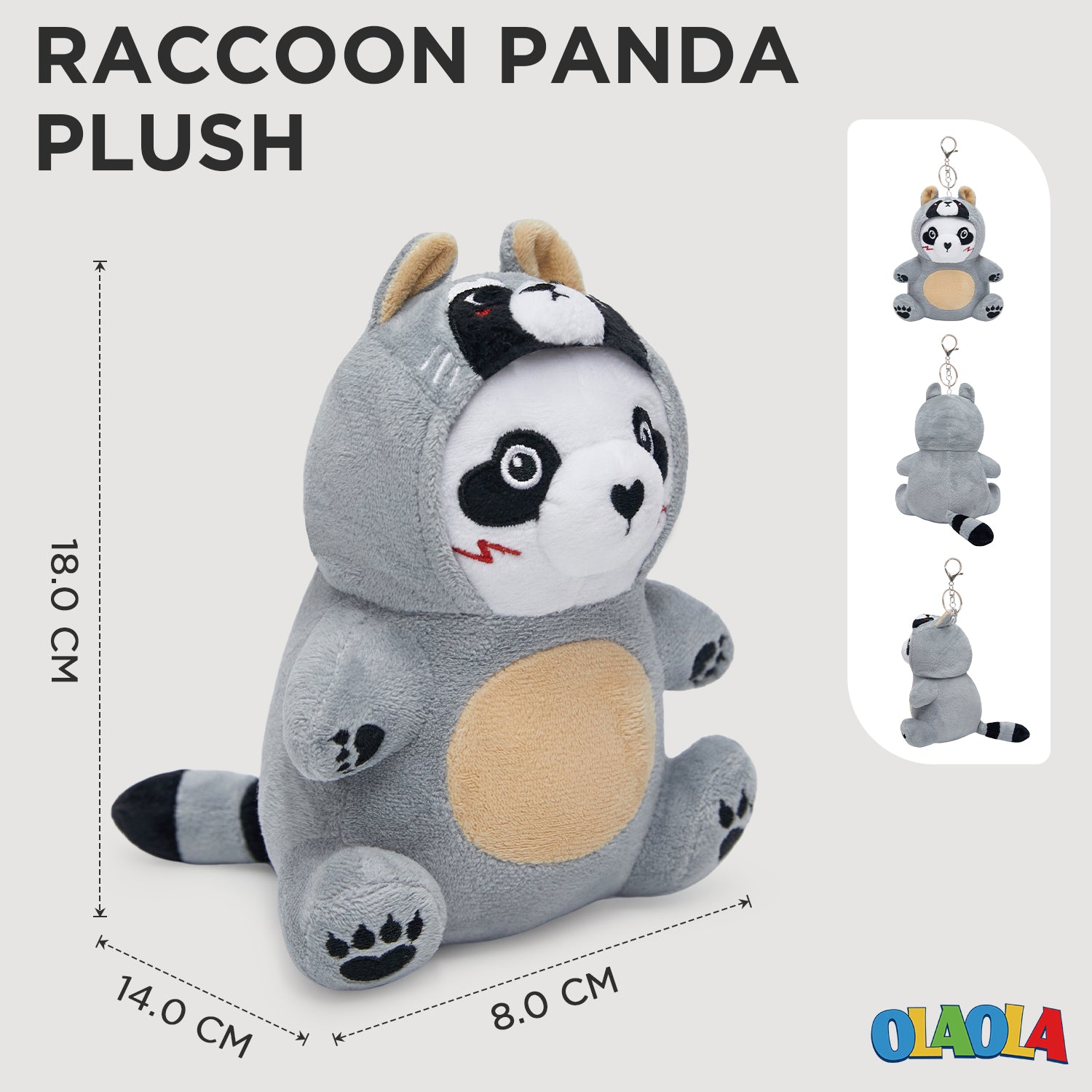 18CM OLAOLA Raccoon Keychain Plush Toys Soft Stuffed Dolls Animals Props Plushies Birthday Gift