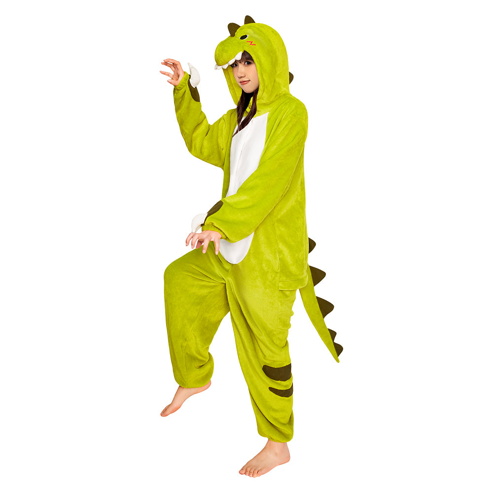OLAOLA Green Tyrannosaurus Rex Pajamas Unisex Adult Dinosaur Plush Animals Onesie Sleepwear Halloween Costume